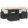 Conjunto de sofá de jardín 5 pcs Negro y crema 100 x 55 x 73 cm