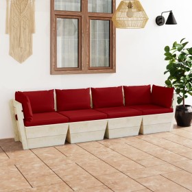 Sofá de palets de jardín 4 plazas con cojines madera de abeto by vidaXL, Garden sets - Ref: Foro24-3063453, Price: 325,99 €, ...