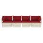 Sofá de palets de jardín 4 plazas con cojines madera de abeto by vidaXL, Garden sets - Ref: Foro24-3063453, Price: 325,99 €, ...