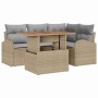 Conjunto de sofá de jardín con cojín 5 pcs beige y gris claro