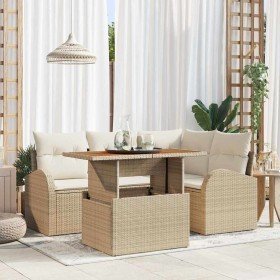 Conjunto de sofá de jardín 5 pcs beige y crema 100 x 55 x 73 cm