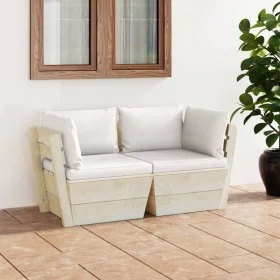 2-seater garden pallet sofa with fir wood cushions by vidaXL, Garden sets - Ref: Foro24-3063386, Price: 211,29 €, Discount: %