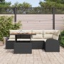 Conjunto de sofá de jardín 6 pcs Negro y crema 100 x 55 x 73 cm