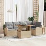 Conjunto de sofá de jardín con cojín 6 pcs beige y gris claro