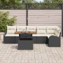 Conjunto de sofá de jardín 7 pcs Negro y crema 100 x 55 x 73 cm