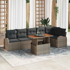 Conjunto de sofá de jardín Manual 7 pcs Gris 100 x 55 x 73 cm