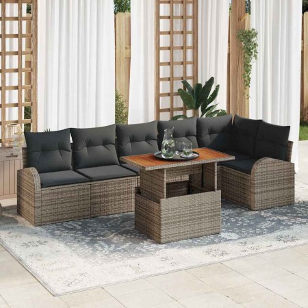 Conjunto de sofá de jardín Manual 7 pcs Gris 100 x 55 x 73 cm