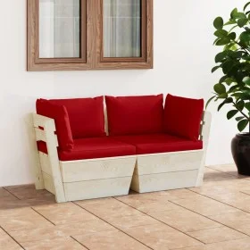 2-seater garden pallet sofa with fir wood cushions by vidaXL, Garden sets - Ref: Foro24-3063390, Price: 186,76 €, Discount: %