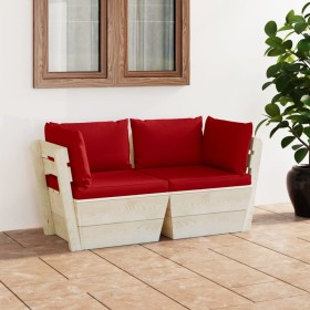 2-Sitzer-Gartensofa aus Paletten mit Kissen aus Tannenholz von vidaXL, Gartensets - Ref: Foro24-3063390, Preis: 185,02 €, Rab...