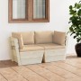 2-Sitzer-Gartensofa aus Paletten mit Kissen aus Tannenholz von vidaXL, Gartensets - Ref: Foro24-3063387, Preis: 213,87 €, Rab...