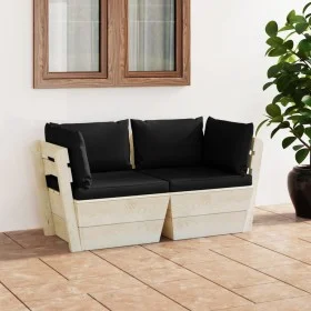 2-seater garden pallet sofa with fir wood cushions by vidaXL, Garden sets - Ref: Foro24-3063391, Price: 179,96 €, Discount: %