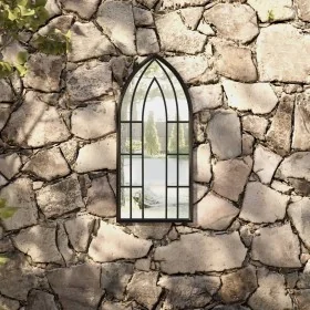 Black iron garden mirror for outdoors 70x30 cm by vidaXL, Mirrors - Ref: Foro24-318356, Price: 83,96 €, Discount: %