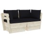2-seater garden pallet sofa with fir wood cushions by vidaXL, Garden sets - Ref: Foro24-3063391, Price: 185,21 €, Discount: %