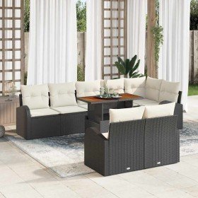 Conjunto de sofá de jardín 9 pcs Negro y crema 100 x 55 x 73 cm