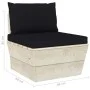 Central sofa made of garden pallets with impregnated fir wood cushions by vidaXL, Modular outdoor sofas - Ref: Foro24-3063367...