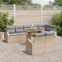 Conjunto de sofá de jardín con cojín 9 pcs beige y gris claro
