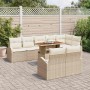 Conjunto de sofá de jardín 9 pcs beige y crema 100 x 55 x 73 cm