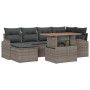 Conjunto de sofá de jardín con cojín 7 pcs Gris