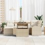 Conjunto de sofá de jardín con cojín 7 pcs beige y crema
