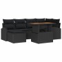 Conjunto de sofá de jardín con cojín 7 pcs Negro