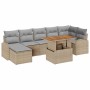 Conjunto de sofá de jardín con cojín 8 pcs beige y gris claro