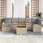 Conjunto de sofá de jardín con cojín 8 pcs beige y gris claro