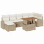 Conjunto de sofá de jardín con cojín 8 pcs beige y crema