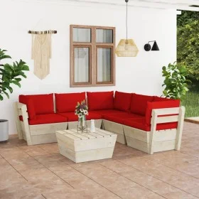 6-piece pallet garden furniture and fir wood cushions by vidaXL, Garden sets - Ref: Foro24-3063534, Price: 504,19 €, Discount: %