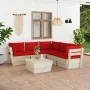 6-teilige Gartenmöbel aus Paletten und Kissen aus Tannenholz von vidaXL, Gartensets - Ref: Foro24-3063534, Preis: 502,25 €, R...