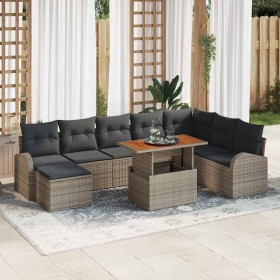 Conjunto de sofá de jardín con cojín 9 pcs Gris