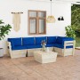 6-teilige Gartenmöbel aus Paletten und Kissen aus Tannenholz von vidaXL, Gartensets - Ref: Foro24-3063574, Preis: 492,94 €, R...