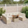 Conjunto de sofá de jardín con cojín 10 pcs beige y crema