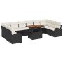 Conjunto de sofá de jardín con cojín 11 pcs Negro y crema