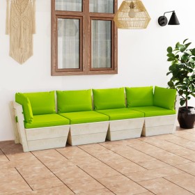 4-seater garden pallet sofa with fir wood cushions by vidaXL, Garden sets - Ref: Foro24-3063455, Price: 325,99 €, Discount: %