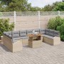 Conjunto de sofá de jardín con cojín 11 pcs beige y gris claro