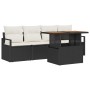 Conjunto de sofá de jardín 5 pcs Negro y crema 100 x 55 x 73 cm