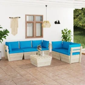 6-piece pallet garden furniture and fir wood cushions by vidaXL, Garden sets - Ref: Foro24-3063520, Price: 523,45 €, Discount: %