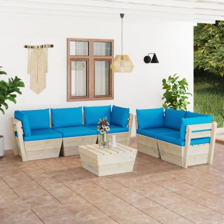 6-teilige Gartenmöbel aus Paletten und Kissen aus Tannenholz von vidaXL, Gartensets - Ref: Foro24-3063520, Preis: 554,05 €, R...