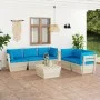 6-teilige Gartenmöbel aus Paletten und Kissen aus Tannenholz von vidaXL, Gartensets - Ref: Foro24-3063520, Preis: 523,45 €, R...