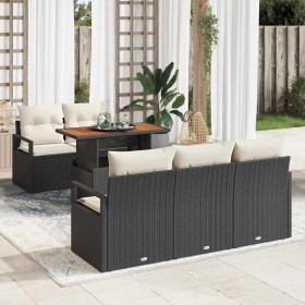 Conjunto de sofá de jardín 6 pcs Negro y crema 100 x 55 x 73 cm