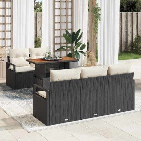 Conjunto de sofá de jardín 6 pcs Negro y crema 100 x 55 x 73 cm