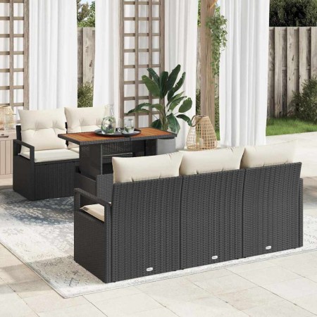 Conjunto de sofá de jardín 6 pcs Negro y crema 100 x 55 x 73 cm