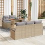 Conjunto de sofá de jardín con cojín 6 pcs beige y gris claro