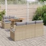 Conjunto de sofá de jardín con cojín 6 pcs beige y gris claro