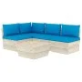 5-teilige Gartenmöbel aus Paletten und Kissen aus Tannenholz von vidaXL, Gartensets - Ref: Foro24-3063484, Preis: 455,98 €, R...