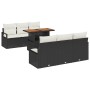 Conjunto de sofá de jardín 7 pcs Negro y crema 100 x 55 x 73 cm