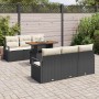 Conjunto de sofá de jardín 7 pcs Negro y crema 100 x 55 x 73 cm