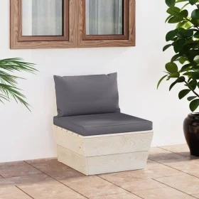 Sofá central de palets jardín cojines madera abeto impregnada by vidaXL, Modular outdoor sofas - Ref: Foro24-3063360, Price: ...