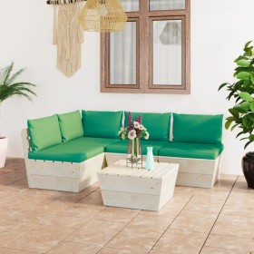 Muebles de jardín de palets 5 piezas y cojines madera de abeto by vidaXL, Garden sets - Ref: Foro24-3063485, Price: 423,34 €,...