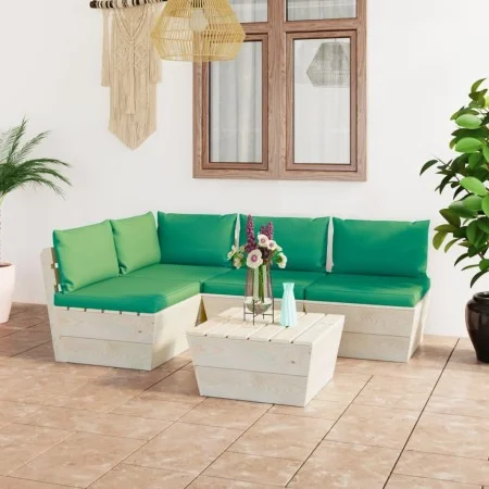 Muebles de jardín de palets 5 piezas y cojines madera de abeto by vidaXL, Garden sets - Ref: Foro24-3063485, Price: 405,07 €,...